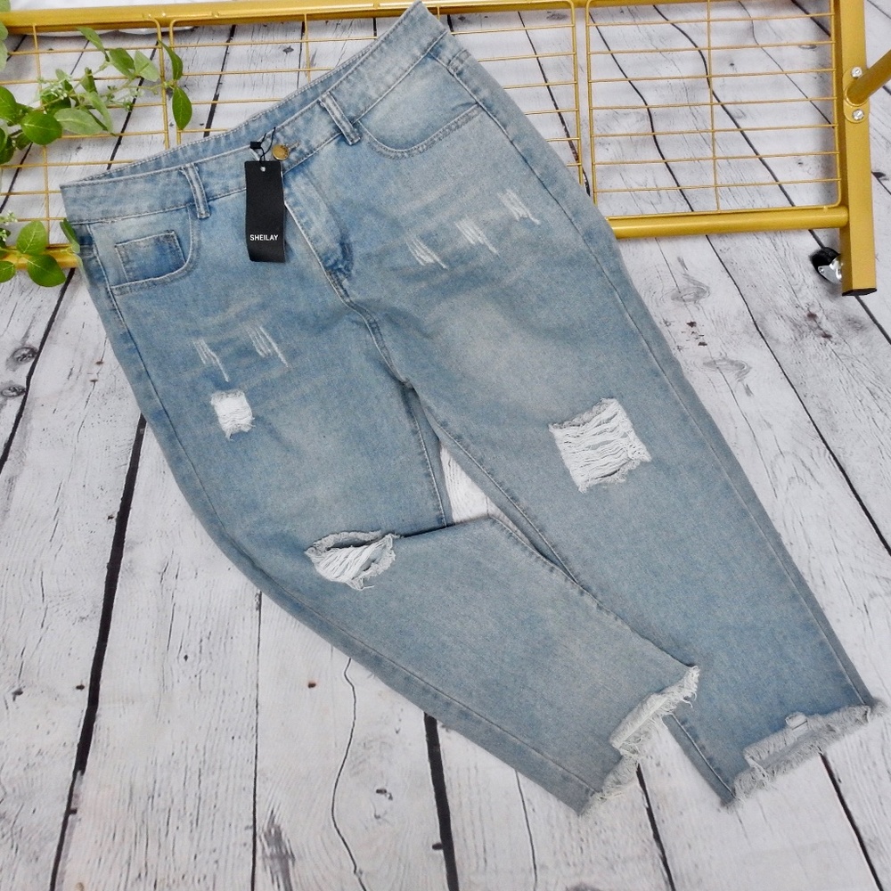 Sheilay Women's Jeans Cropped High Rise Size XXL NWT
